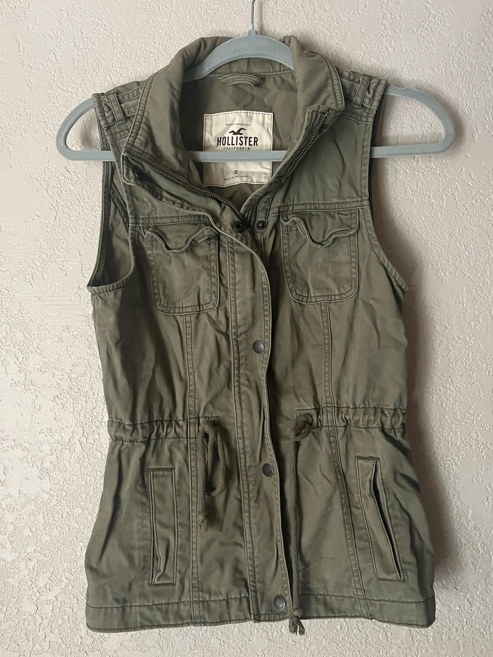 Hollister Olive Green Y2K Military Style Vest